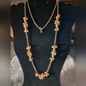 Jones New York Gold Tone Peach Bead Cluster Necklace